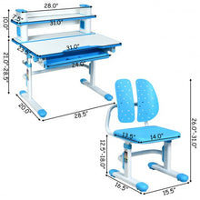 Load image into Gallery viewer, Height Adjustable Kids Desk and Chair Set-Blue