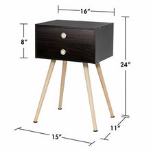 Load image into Gallery viewer, Mid Century Modern 2 Drawers Nightstand in Natural-Coffee