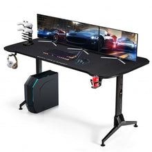Load image into Gallery viewer, 63 inch Height Adjustable Gaming Desk with Mouse Pad and USB Gaming Handle Rack