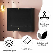 Load image into Gallery viewer, Wall Mounted Folding Laptop Desk Hideaway Storage with Drawer-Black