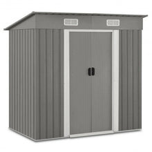 Load image into Gallery viewer, 4x6 ft Outdoor Galvanized Steel Tool Storage Shed with Sliding Door-Gray
