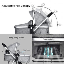 Load image into Gallery viewer, 2 in 1 High Landscape Convertible Reversible Bassinet Pram-Light Gray