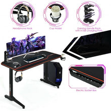 Load image into Gallery viewer, 55" T-Shaped Gaming Desk with Full Desk Mouse Pad and Gaming Handle Rack