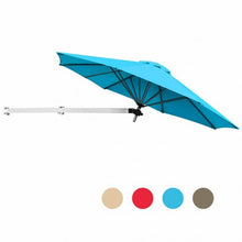 Load image into Gallery viewer, 8ft Wall-Mounted Telescopic Folding Tilt Aluminum Sun Shade Umbrella-Blue