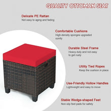 Load image into Gallery viewer, 2Pcs Patio Rattan Ottoman Cushioned Seat-Red