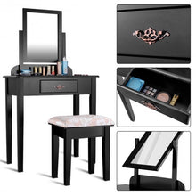 Load image into Gallery viewer, Vanity Dressing Table Stool Set with Large Makeup Mirror