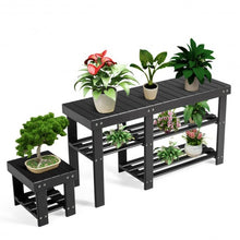 Load image into Gallery viewer, 3-Tier Entryway Bamboo Shoe Rack Bench Stool Storage Organizer