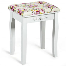 Load image into Gallery viewer, Vanity Wood Dressing Stool Padded Piano Seat with Rose Cushion