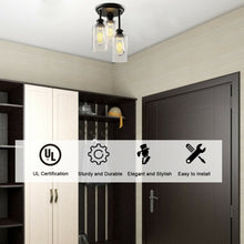 Load image into Gallery viewer, 3-Light Semi Flush Mount Ceiling with Black Finish