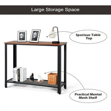 Load image into Gallery viewer, Metal Frame Wood Console Sofa Table with Storage Shelf-Brown
