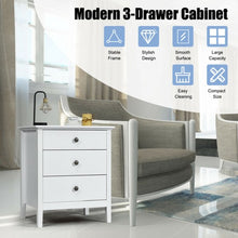 Load image into Gallery viewer, Nightstand Beside End Side Table Organizer with 3 Drawers-White