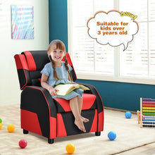 Load image into Gallery viewer, Kids Youth PU Leather Gaming Sofa Recliner with Headrest and Footrest-Red
