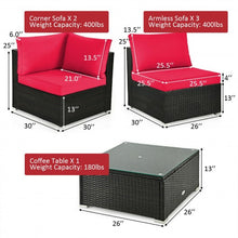Load image into Gallery viewer, 6PCS Patio Rattan Furniture Set Cushioned Sofa Coffee Table Garden-Red