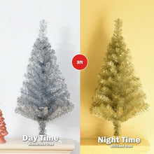 Load image into Gallery viewer, 3 ft Silver Tinsel Christmas Tree with Plastic Stand