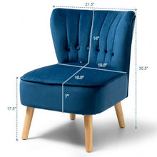 Load image into Gallery viewer, Armless Accent Chair Tufted Velvet Leisure Chair-Blue