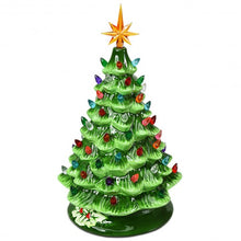 Load image into Gallery viewer, 15" Pre-Lit Hand-Painted Ceramic Christmas Tree-Green