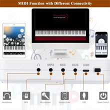 Load image into Gallery viewer, 2 in 1 Attachable Digital Piano Keyboard 88/44 Touch sensitive Key w/ MIDI-White