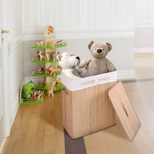 Load image into Gallery viewer, Double Rectangle Bamboo Hamper Laundry Basket Cloth Storage Bag Lid-Natrual