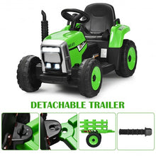 Load image into Gallery viewer, 12V Kids Ride On Tractor with Trailer Ground Loader-Green