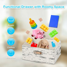 Load image into Gallery viewer, Vintage Wood Frame End Table Chest with 3 Fabric Drawers