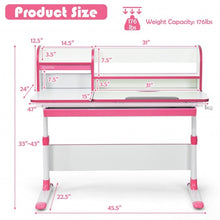 Load image into Gallery viewer, Adjustable Height Study Desk with Drawer and Tilted Desktop for School and Home-Pink