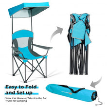 Load image into Gallery viewer, Portable Folding Camping Canopy Chair with Cup Holder Cooler -Blue