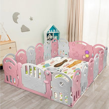 Load image into Gallery viewer, 18-Panel Baby Playpen with Music Box & Basketball Hoop-Pink