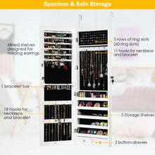 Load image into Gallery viewer, Wall Mounted Lockable Mirror Jewelry Cabinet with LED Light