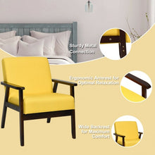 Load image into Gallery viewer, Solid Rubber Wood Fabric Accent Armchair-Yellow