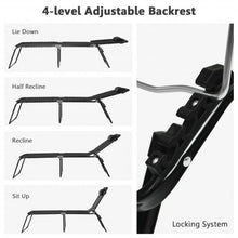 Load image into Gallery viewer, Folding Heightening Design Beach Lounge Chair with Pillow for Patio-Black