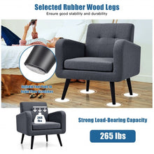 Load image into Gallery viewer, Modern Upholstered Comfy Accent Chair Single Sofa with Rubber Wood Legs-Gray