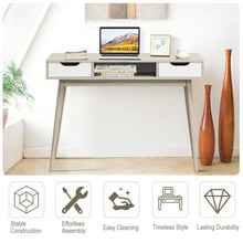 Load image into Gallery viewer, Stylish Computer Desk Workstation with 2 Drawers and Solid Wood Legs-Oak