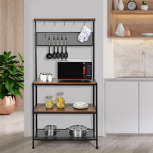 Load image into Gallery viewer, 4-Tier Kitchen Rack Stand with Hooks & Mesh Panel
