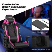 Load image into Gallery viewer, Massage Gaming Chair with Lumbar Support and Headrest-Pink