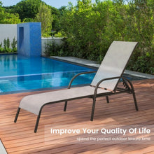 Load image into Gallery viewer, Adjustable Patio Chaise Outdoor Folding Lounge Chair with Adjustable Backrest-Gray