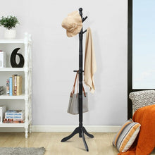 Load image into Gallery viewer, Adjustable Free Standing Wooden Coat Rack-Black