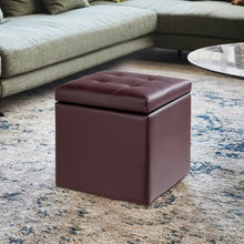 Load image into Gallery viewer, 16" Storage Box Ottoman Square Seat Foot Stool-Coffee