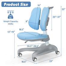 Load image into Gallery viewer, Adjustable Height Student Chair with Sit-Brake Casters and Lumbar Support for Home and School-Blue
