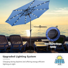 Load image into Gallery viewer, 10 ft Patio Solar Umbrella with Crank and LED Lights-Blue