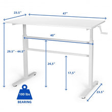 Load image into Gallery viewer, Height Adjustable Sit to Stand Desk with Crank Handle and Ergonomic Design-White