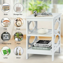 Load image into Gallery viewer, 3-tier Nightstand Sofa Side End Accent Table-White