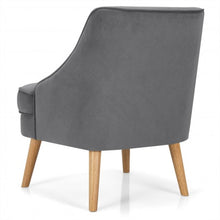 Load image into Gallery viewer, Velvet Upholstered Accent Chair with Rubber Wood Legs-Gray