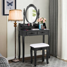 Load image into Gallery viewer, Vanity Table Set with Oval Mirror and 4 Drawers-Black