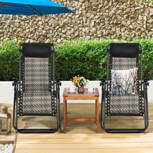 Load image into Gallery viewer, 2Pcs Folding Patio Rattan Zero Gravity Lounge Chair-Gray