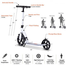 Load image into Gallery viewer, Adjustable Foldable Aluminum Kids Kick Scooter w/ Shoulder Strap-White