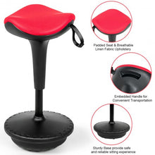 Load image into Gallery viewer, Adjustable Swivel Sitting Balance Wobble Stool Standing Desk Chair-Red