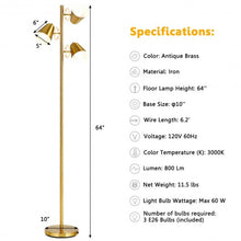 Load image into Gallery viewer, 64" 3-Light LED Floor Lamp Reading Light for Living Room Bedroom - Golden