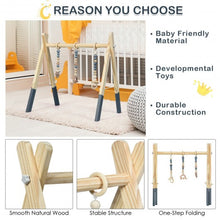 Load image into Gallery viewer, 3 Wooden Baby Teething Toys Hanging Bar-Gray