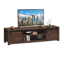 Load image into Gallery viewer, 65" Flat Sliding Barn Door TV Stand-Brown