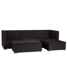 Load image into Gallery viewer, 5 PCS Patio Furniture Wicker Table Shelf Garden Sofa With Cushion